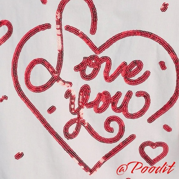 PEACH LOVE CALIFORNIA red sequin puff sleeve Love You dress S M L - Picture 3 of 10